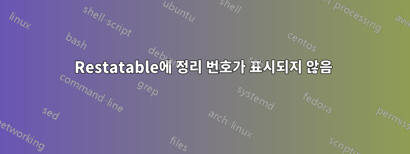 Restatable에 정리 번호가 표시되지 않음