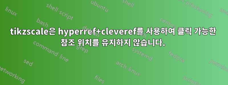tikzscale은 hyperref+cleveref를 사용하여 클릭 가능한 참조 위치를 유지하지 않습니다.