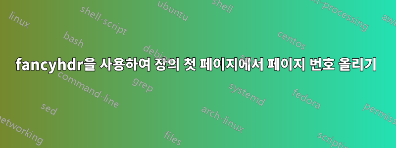 fancyhdr을 사용하여 장의 첫 페이지에서 페이지 번호 올리기