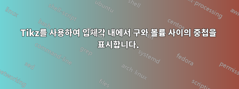 Tikz를 사용하여 입체각 내에서 구와 볼륨 사이의 중첩을 표시합니다.
