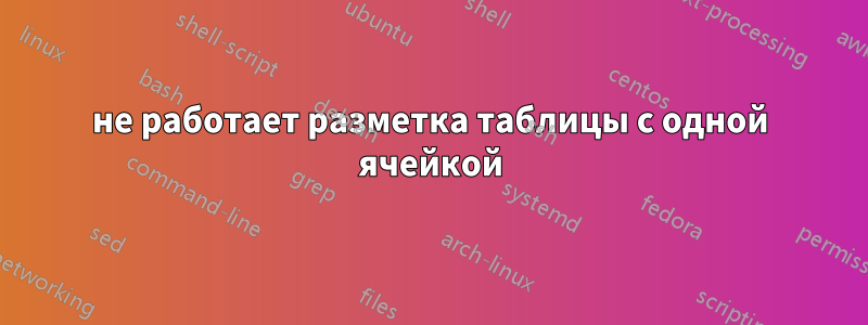 не работает разметка таблицы с одной ячейкой
