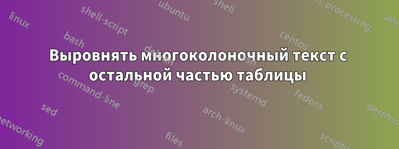 Выровнять многоколоночный текст с остальной частью таблицы