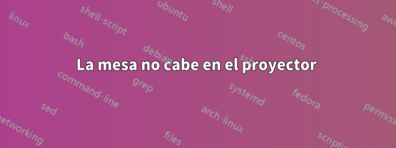 La mesa no cabe en el proyector