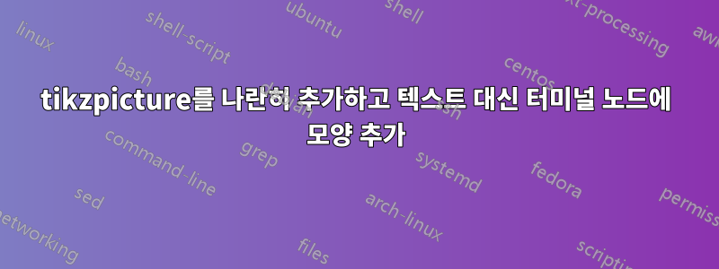 tikzpicture를 나란히 추가하고 텍스트 대신 터미널 노드에 모양 추가