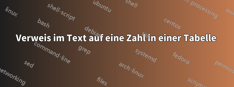 Verweis im Text auf eine Zahl in einer Tabelle