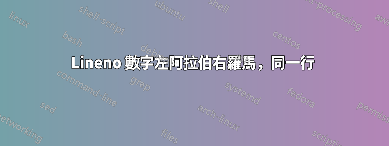 Lineno 數字左阿拉伯右羅馬，同一行