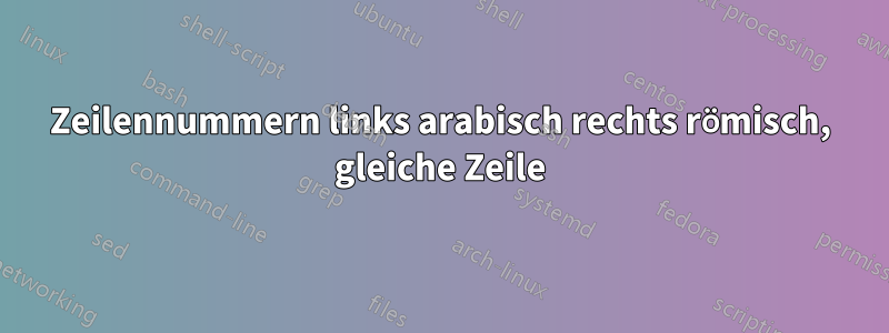 Zeilennummern links arabisch rechts römisch, gleiche Zeile