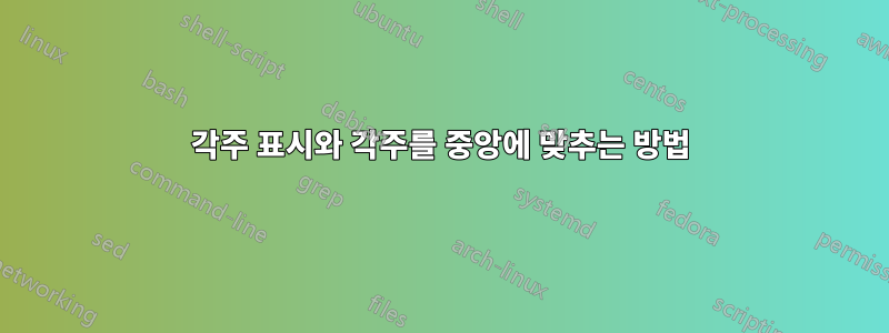 각주 표시와 각주를 중앙에 맞추는 방법