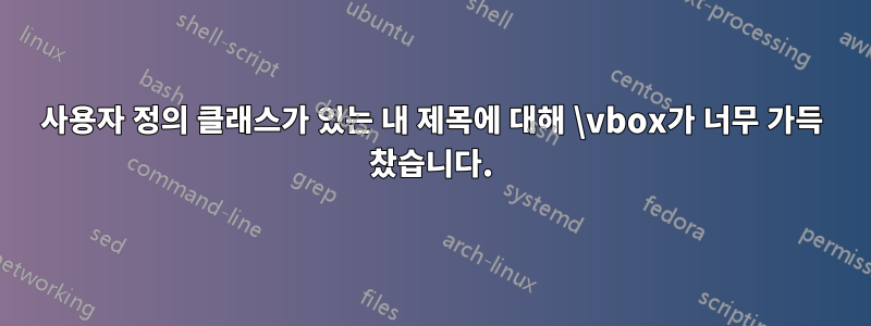 사용자 정의 클래스가 있는 내 제목에 대해 \vbox가 너무 가득 찼습니다.