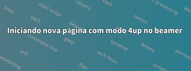 Iniciando nova página com modo 4up no beamer