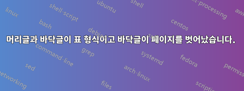 머리글과 바닥글이 표 형식이고 바닥글이 페이지를 벗어났습니다.