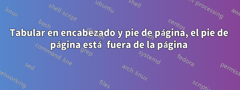 Tabular en encabezado y pie de página, el pie de página está fuera de la página