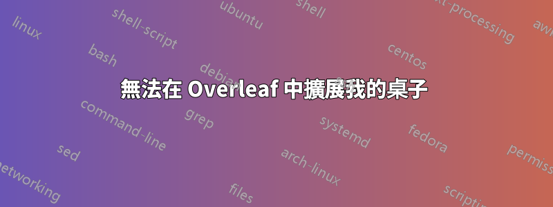 無法在 Overleaf 中擴展我的桌子