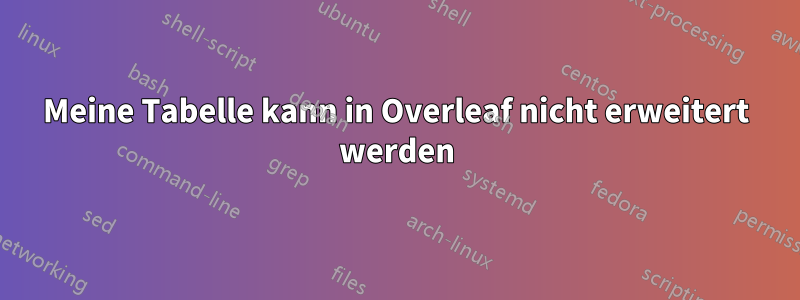 Meine Tabelle kann in Overleaf nicht erweitert werden