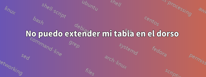 No puedo extender mi tabla en el dorso