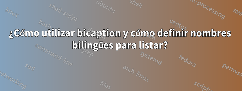 ¿Cómo utilizar bicaption y cómo definir nombres bilingües para listar?