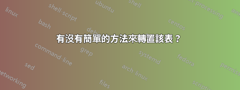 有沒有簡單的方法來轉置該表？