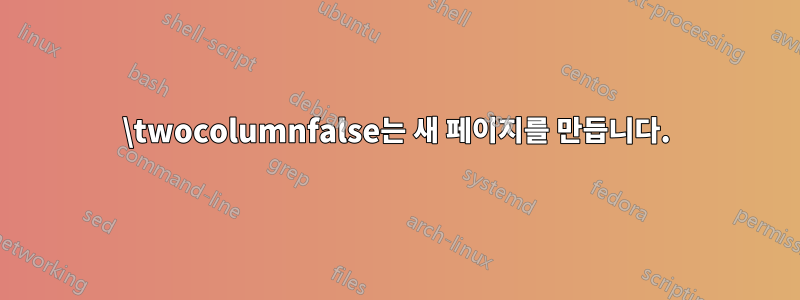 \twocolumnfalse는 새 페이지를 만듭니다.