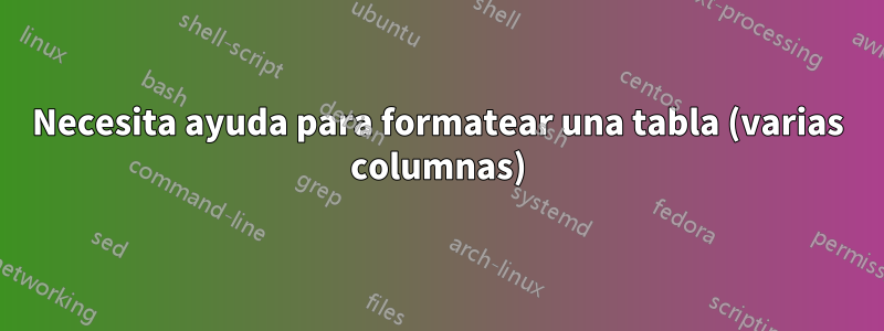 Necesita ayuda para formatear una tabla (varias columnas)