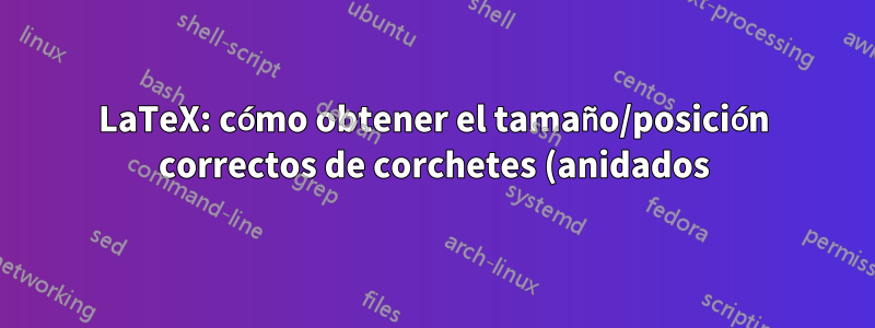 LaTeX: cómo obtener el tamaño/posición correctos de corchetes (anidados) alrededor de fracciones