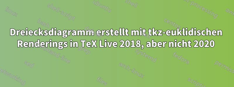 Dreiecksdiagramm erstellt mit tkz-euklidischen Renderings in TeX Live 2018, aber nicht 2020