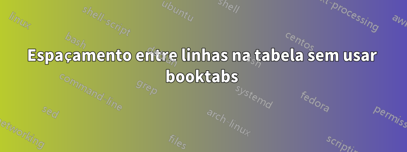 Espaçamento entre linhas na tabela sem usar booktabs