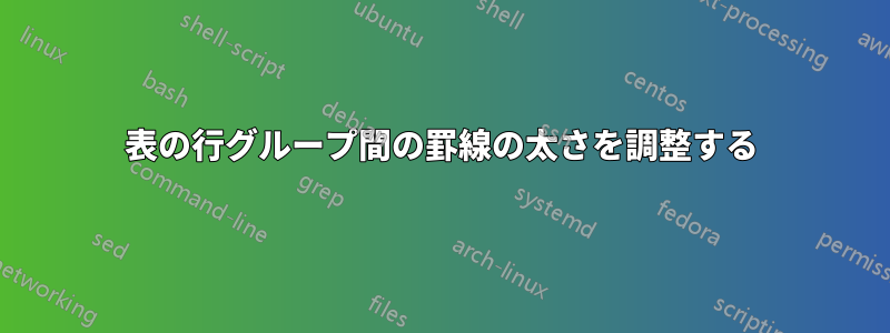 表の行グループ間の罫線の太さを調整する