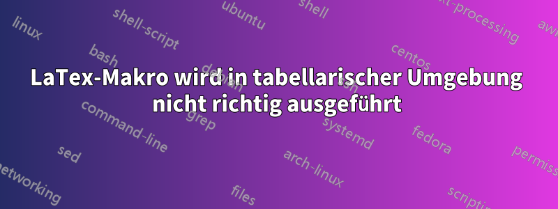 LaTex-Makro wird in tabellarischer Umgebung nicht richtig ausgeführt