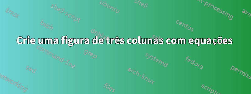 Crie uma figura de três colunas com equações