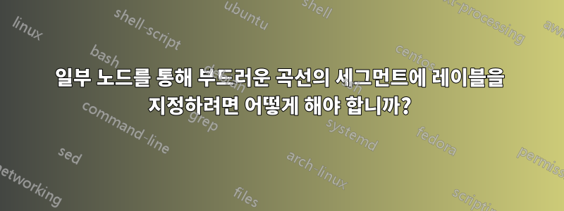 일부 노드를 통해 부드러운 곡선의 세그먼트에 레이블을 지정하려면 어떻게 해야 합니까?