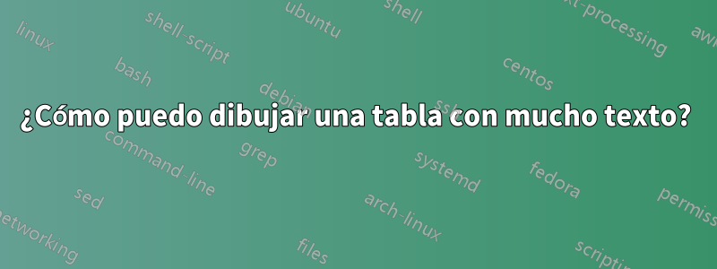 ¿Cómo puedo dibujar una tabla con mucho texto?