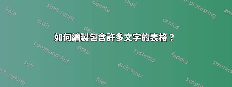 如何繪製包含許多文字的表格？