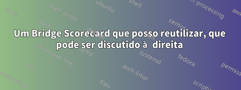Um Bridge Scorecard que posso reutilizar, que pode ser discutido à direita