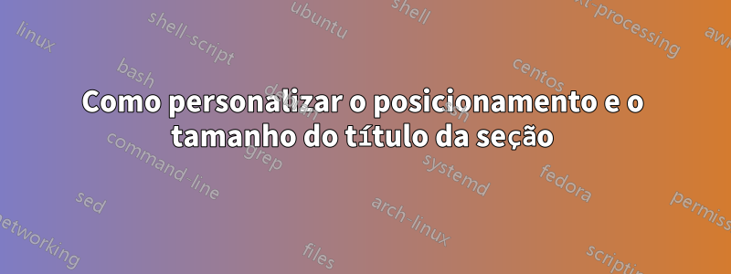 Como personalizar o posicionamento e o tamanho do título da seção
