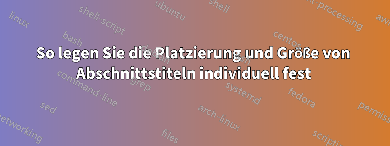 So legen Sie die Platzierung und Größe von Abschnittstiteln individuell fest
