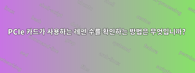 PCIe 카드가 사용하는 레인 수를 확인하는 방법은 무엇입니까?