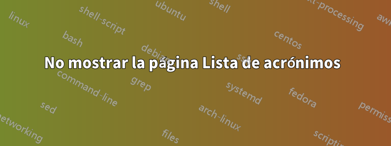 No mostrar la página Lista de acrónimos 