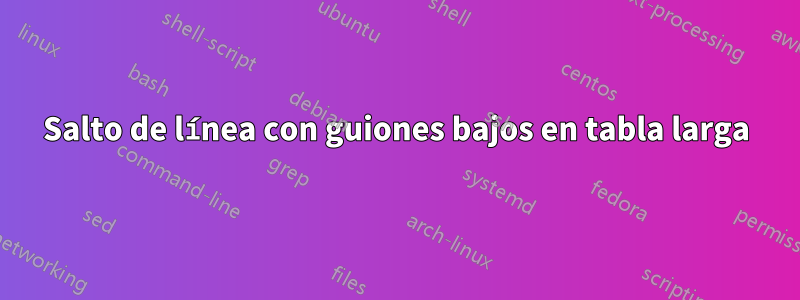 Salto de línea con guiones bajos en tabla larga