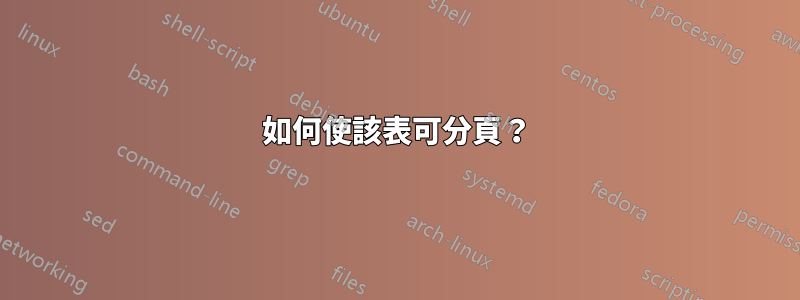如何使該表可分頁？