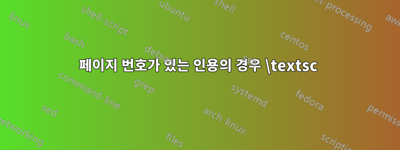 페이지 번호가 있는 인용의 경우 \textsc
