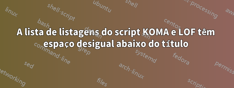 A lista de listagens do script KOMA e LOF têm espaço desigual abaixo do título