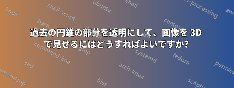 過去の円錐の部分を透明にして、画像を 3D で見せるにはどうすればよいですか?
