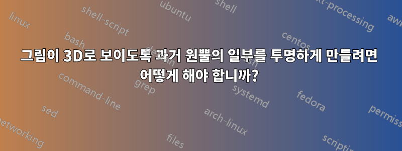 그림이 3D로 보이도록 과거 원뿔의 일부를 투명하게 만들려면 어떻게 해야 합니까?