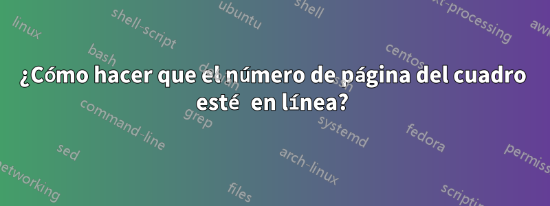 ¿Cómo hacer que el número de página del cuadro esté en línea?
