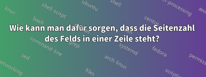 Wie kann man dafür sorgen, dass die Seitenzahl des Felds in einer Zeile steht?