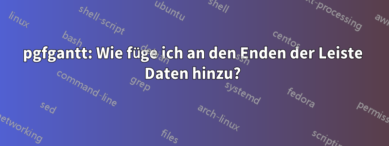 pgfgantt: Wie füge ich an den Enden der Leiste Daten hinzu?