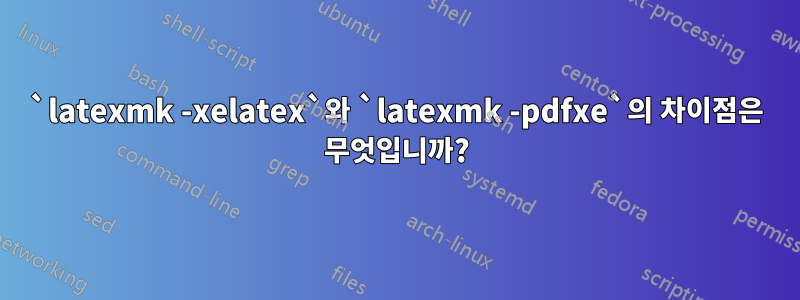 `latexmk -xelatex`와 `latexmk -pdfxe`의 차이점은 무엇입니까?