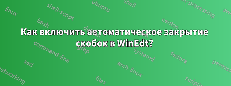 Как включить автоматическое закрытие скобок в WinEdt?