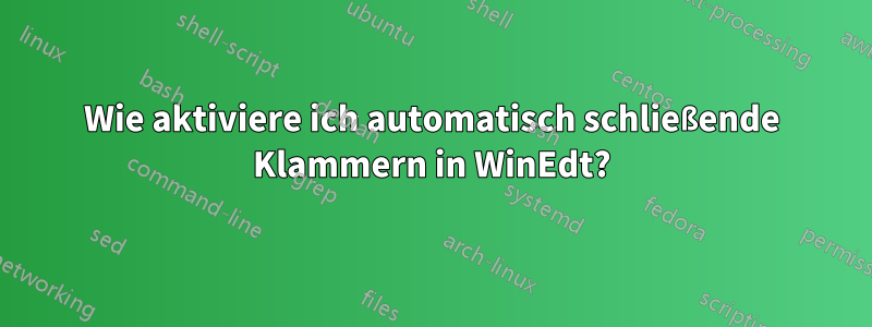 Wie aktiviere ich automatisch schließende Klammern in WinEdt?