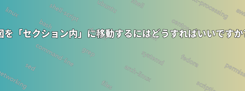 図を「セクション内」に移動するにはどうすればいいですか? 